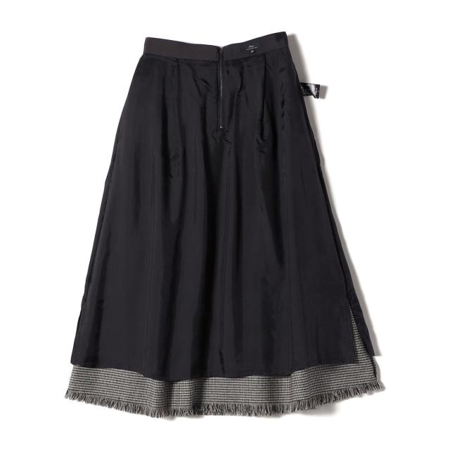 シップス（SHIPS）/SHIPS Primary Navy Label:裾 フリンジ 千鳥 フレア スカート_3