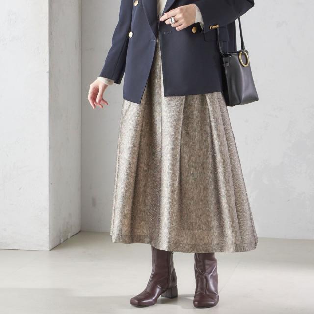 シップス（SHIPS）/〈手洗い可能〉ラメ ブッチャー タック フレア スカート