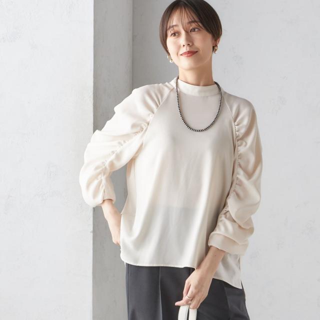 シップス(SHIPS)/〈手洗い可能〉ストレッチ ジョーゼット 袖 ギャザー ブラウスの通販は 8,752円