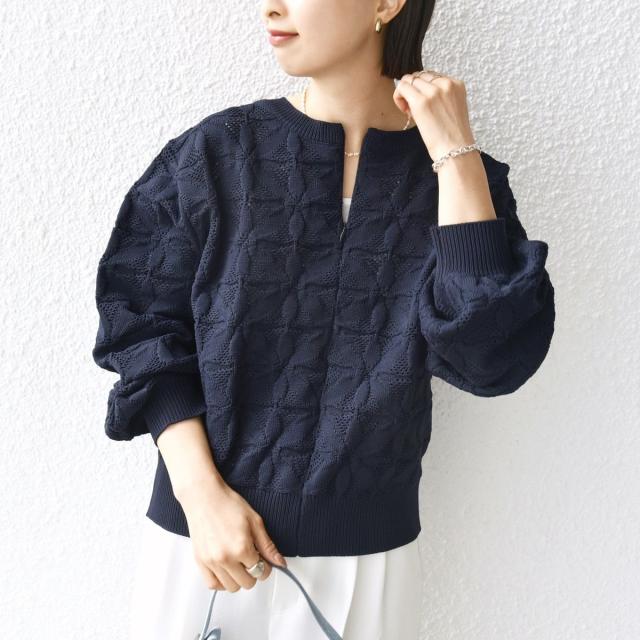 シップス（SHIPS）/《一部予約》【WEB限定】〈洗濯機可能〉2WAY フラワー ジャカード ハーフ ジップ プルオーバー