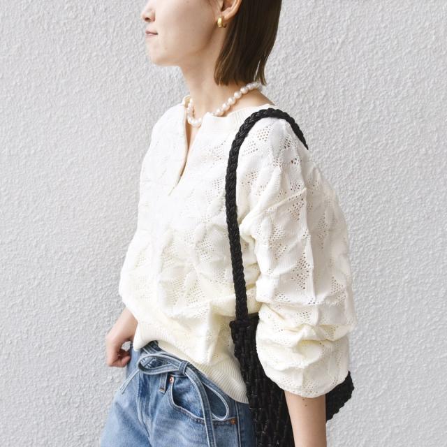 シップス（SHIPS）/《一部予約》【WEB限定】〈洗濯機可能〉2WAY フラワー ジャカード ハーフ ジップ プルオーバー