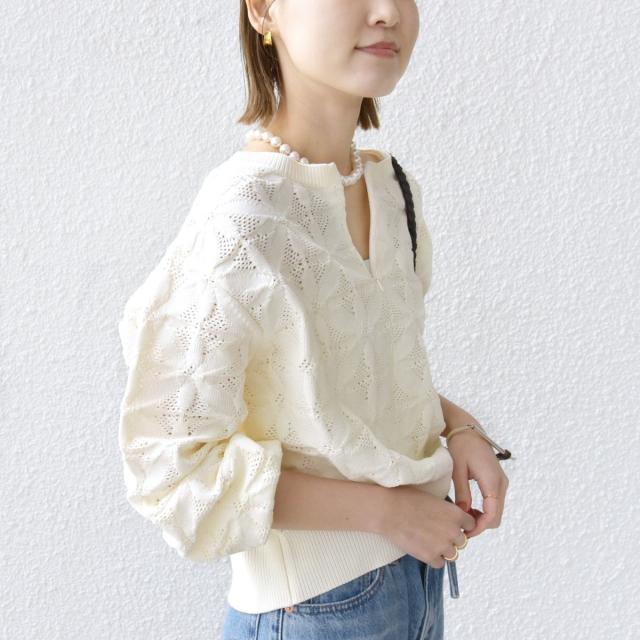 シップス（SHIPS）/《一部予約》【WEB限定】〈洗濯機可能〉2WAY フラワー ジャカード ハーフ ジップ プルオーバー