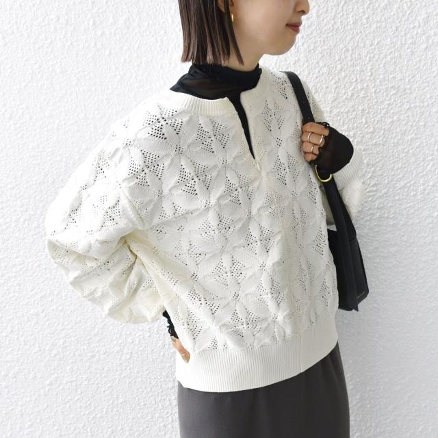 シップス（SHIPS）/《一部予約》【WEB限定】〈洗濯機可能〉2WAY フラワー ジャカード ハーフ ジップ プルオーバー