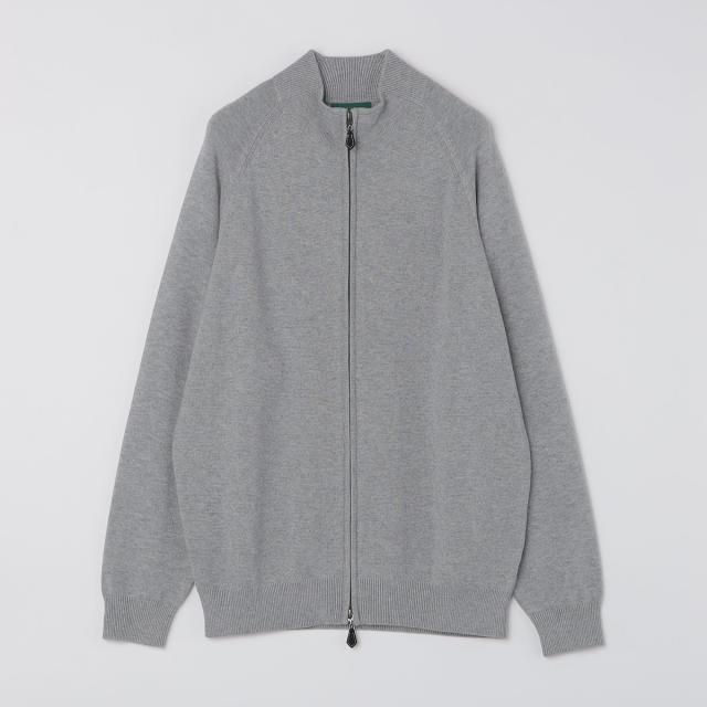 シップス（SHIPS）/ALANPAINE: 12ゲージ ウール/コットン ファネルネック ジップアップ ニット