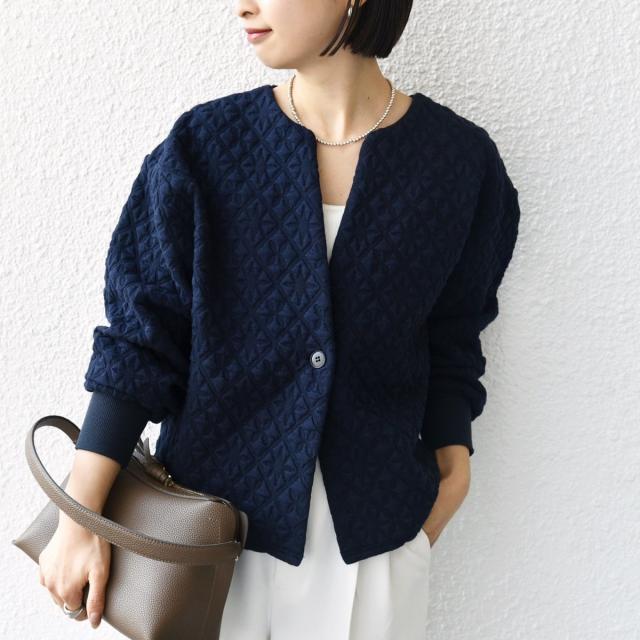 シップス（SHIPS）/《一部追加予約》【WEB限定】〈手洗い可能〉キルティング ジャカード カーディガン