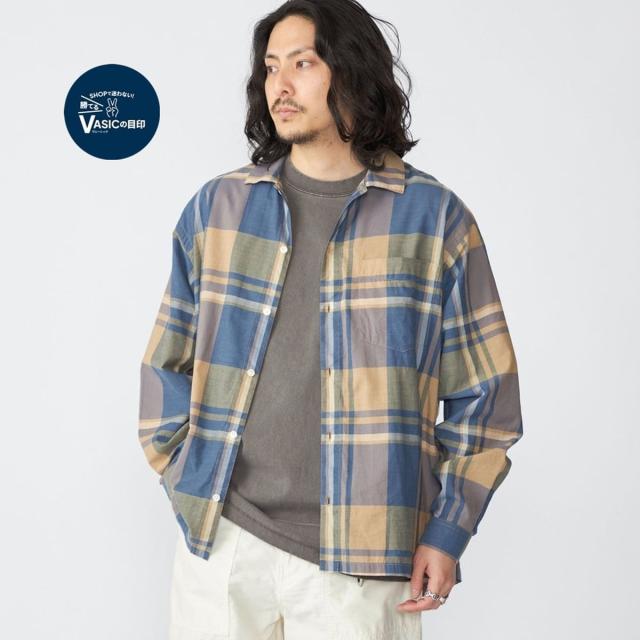 シップス（SHIPS）/SHIPS: コットン シルク ビッグチェック スクエアカット ウィークエンド シャツ_1