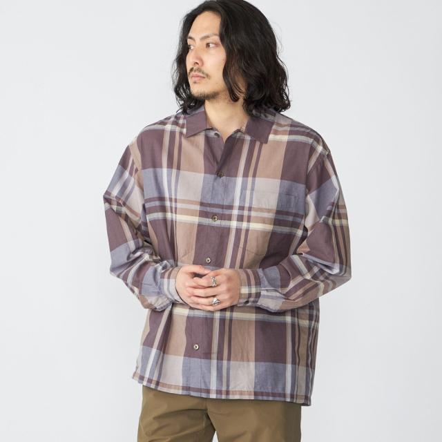 シップス（SHIPS）/SHIPS: コットン シルク ビッグチェック スクエアカット ウィークエンド シャツ