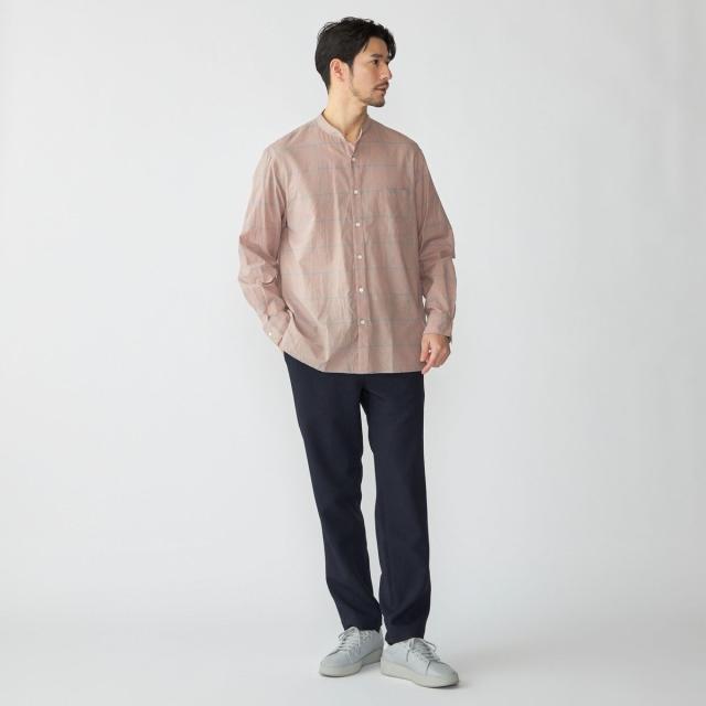 シップス（SHIPS）/SHIPS: コットン シルク ペールチェック バンドカラー ロングスリーブ シャツ_5