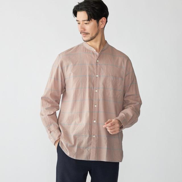 シップス（SHIPS）/SHIPS: コットン シルク ペールチェック バンドカラー ロングスリーブ シャツ_9