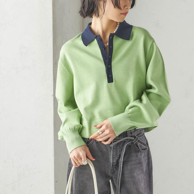 シップス（SHIPS）/〈手洗い可能〉配色 ポロカラー プルオーバーの通販は