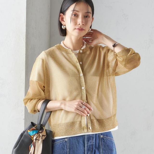 シップス（SHIPS）/〈手洗い可能〉イタリーヤーン ラメ ショート カーディガン