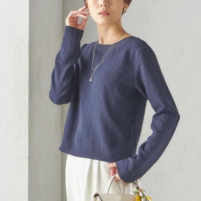 シップス（SHIPS）/〈手洗い可能〉シアー ネック ポコビュー TEE ブラウス_1