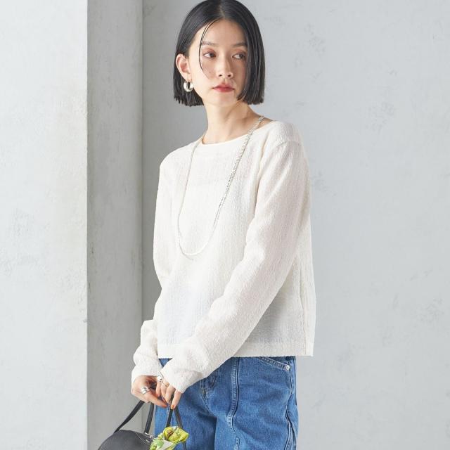 シップス（SHIPS）/〈手洗い可能〉シアー ネック ポコビュー TEE ブラウス_9