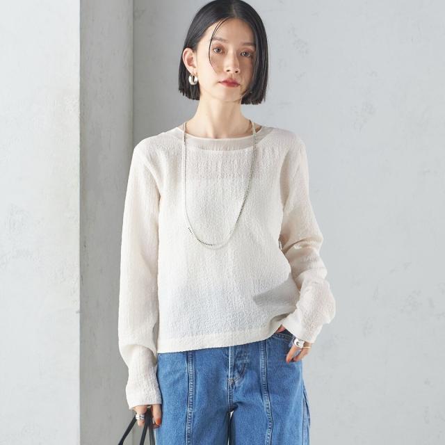 シップス（SHIPS）/〈手洗い可能〉シアー ネック ポコビュー TEE ブラウス_14
