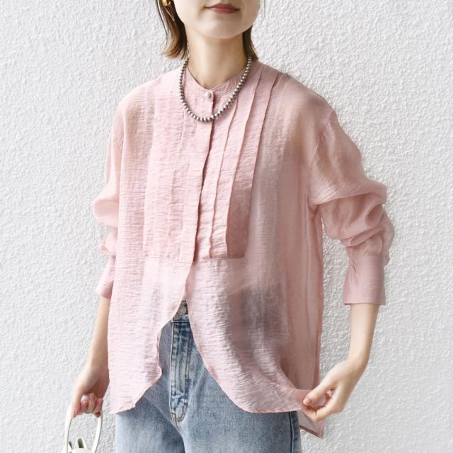 シップス（SHIPS）/【WEB限定】〈洗濯機可能〉シアー プリーツ ヨーク パールモチーフボタン ブラウス