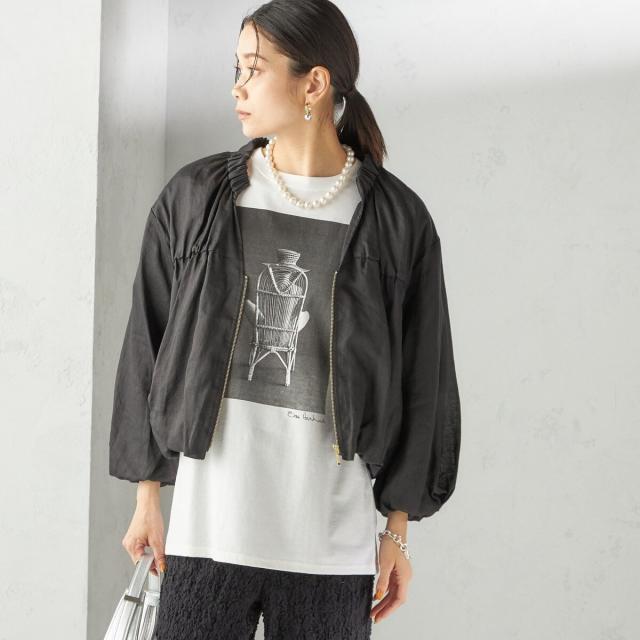 シップス（SHIPS）/〈手洗い可能〉バック ギャザー リネン ジップ ブルゾン