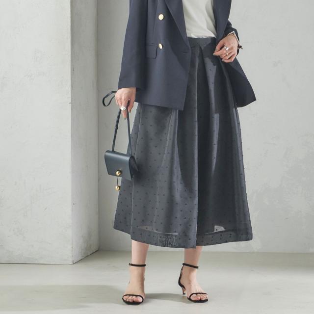 シップス（SHIPS）/〈手洗い可能〉オーガンジー ドット 刺繍 フレア スカート