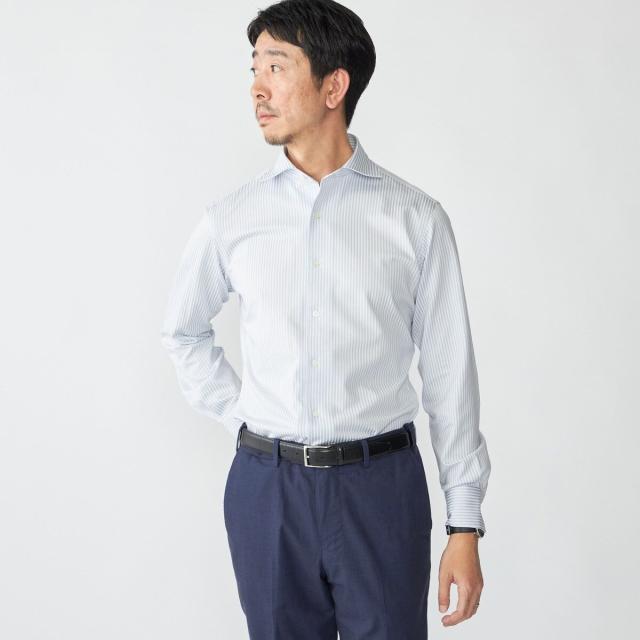 シップス（SHIPS）/SHIPS: ジャージー ロンドンストライプ ワンピースカラー シャツ_1