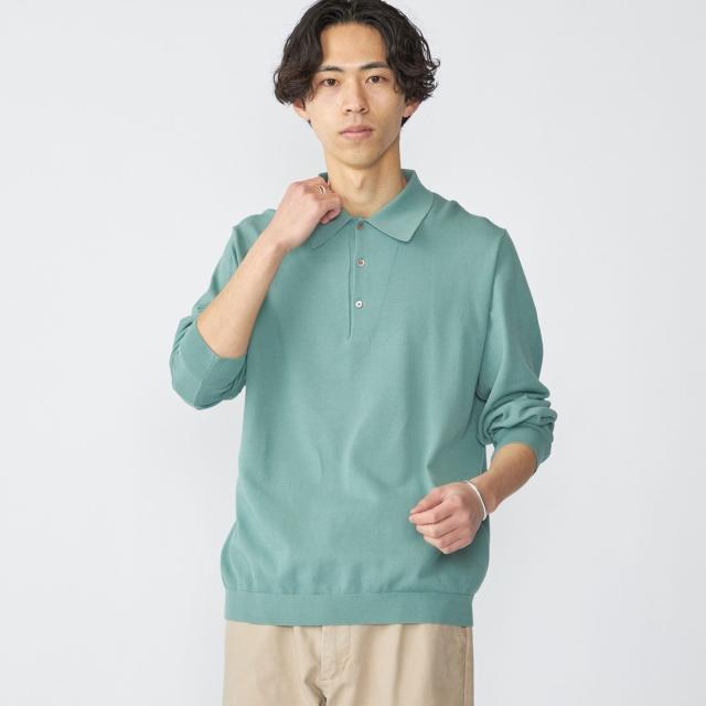 シップス（SHIPS）/SHIPS:〈手洗い可能/抗菌防臭〉16ゲージ インレイ ロングスリーブ ポロニット