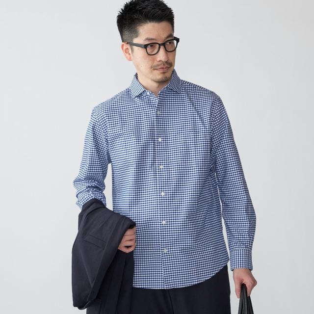 シップス（SHIPS）/SHIPS: ワイドカラー ネイビー バリエーション チェック シャツ