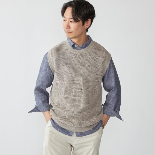 シップス（SHIPS）/SHIPS: サンフェード リネン ニット ベスト