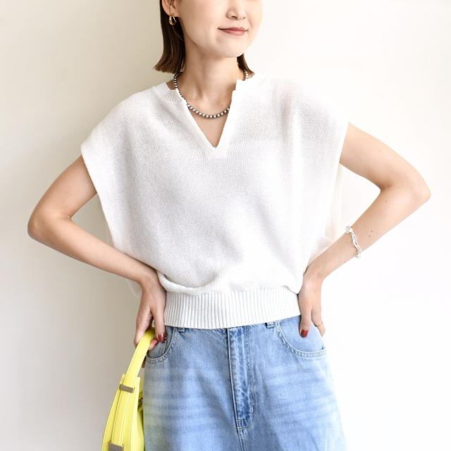 シップス（SHIPS）/〈手洗い可能〉ポリエステル 麻 スキッパー プルオーバー