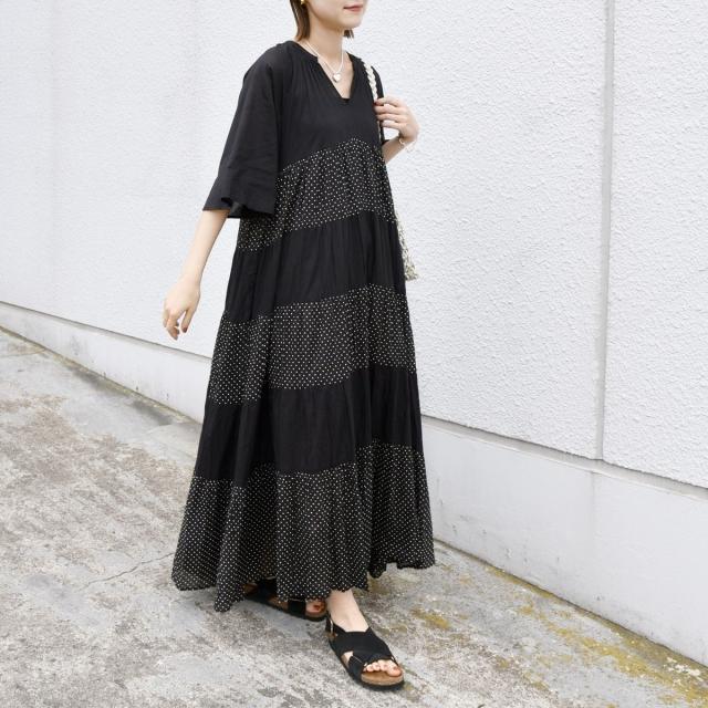シップス（SHIPS）/〈手洗い可能〉Fanaka:クリンクル 袖 フレア ロング ワンピース
