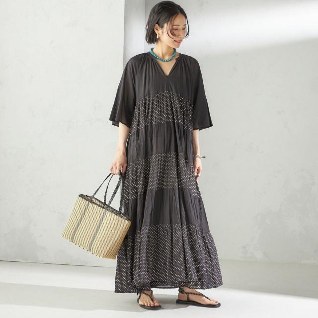 シップス（SHIPS）/〈手洗い可能〉Fanaka:クリンクル 袖 フレア ロング ワンピース_12
