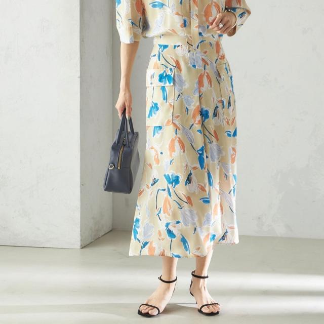 シップス（SHIPS）/IPEKER 花柄 フロント ポケット フレア スカート