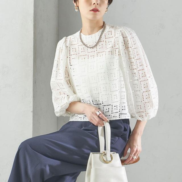 シップス（SHIPS）/〈手洗い可能〉Broche スクエア レース 2WAY ブラウス