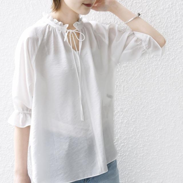 シップス（SHIPS）/〈洗濯機可能〉前後 2WAY フリル リボン シアー ブラウス