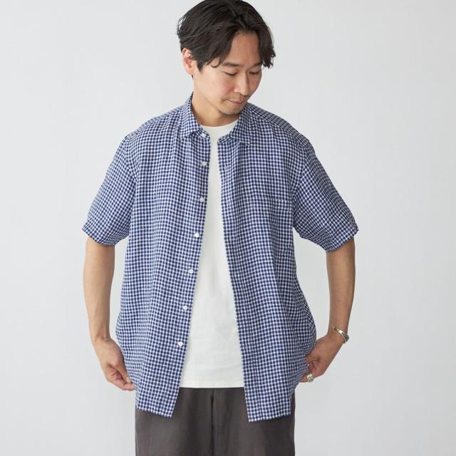 シップス（SHIPS）/SHIPS: レイモンド レギュラーカラー リネン チェック ショートスリーブ シャツ_2