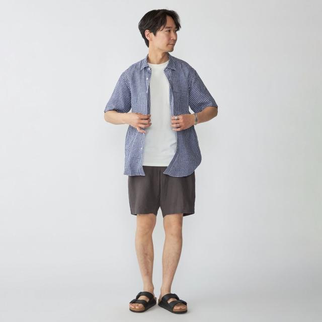 シップス（SHIPS）/SHIPS: レイモンド レギュラーカラー リネン チェック ショートスリーブ シャツ_4