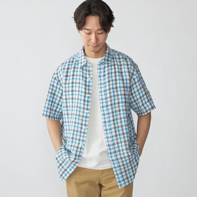 シップス（SHIPS）/SHIPS: レイモンド レギュラーカラー リネン チェック ショートスリーブ シャツ_9