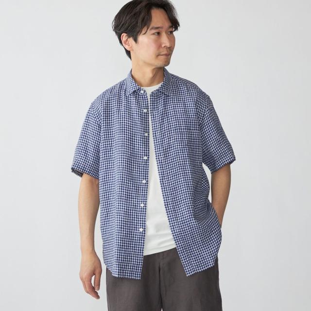 シップス（SHIPS）/SHIPS: レイモンド レギュラーカラー リネン チェック ショートスリーブ シャツ_16