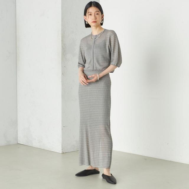 シップス（SHIPS）/《予約》Wai＋:ジャカード シアー ジップ カーディガン