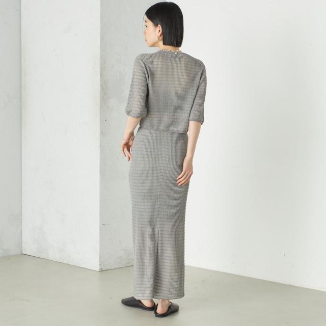 シップス（SHIPS）/《予約》Wai＋:ジャカード シアー ジップ カーディガン