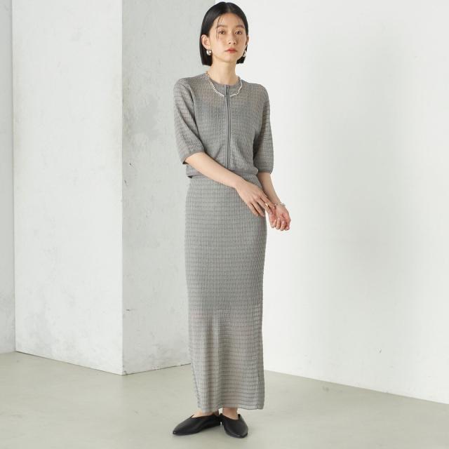 シップス（SHIPS）/《予約》Wai＋:ジャカード シアー ジップ カーディガン