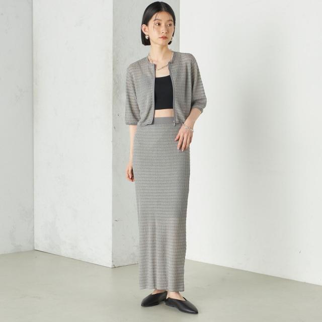 シップス（SHIPS）/《予約》Wai＋:ジャカード シアー ジップ カーディガン