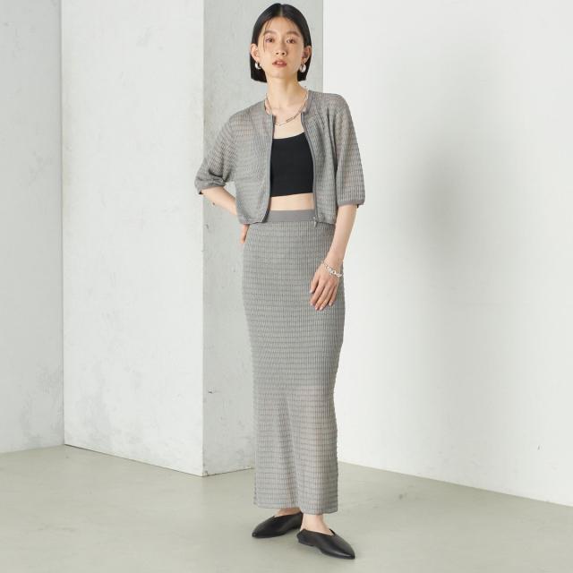 シップス（SHIPS）/《予約》Wai＋:ジャカード シアー ジップ カーディガン