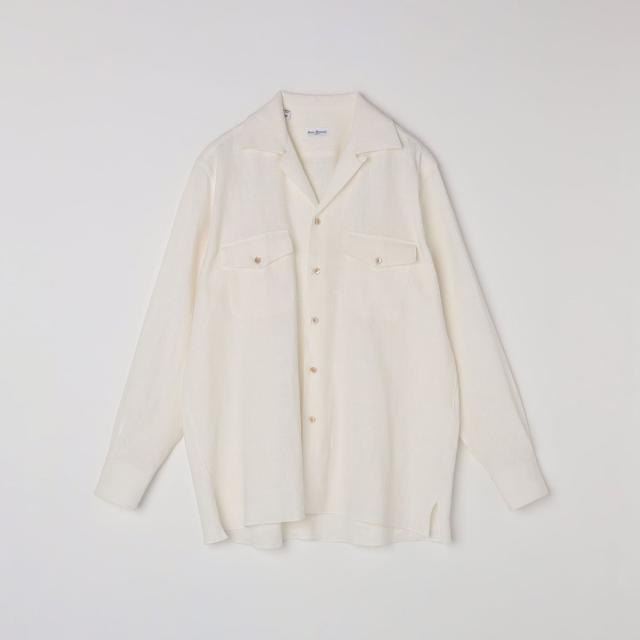 シップス（SHIPS）/Errico Formicola: リネン/コットン キャンバス オープンカラー シャツ