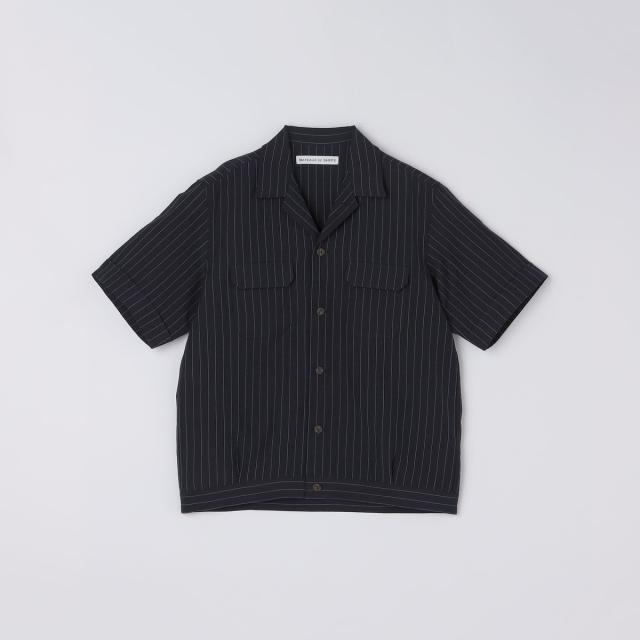 シップス（SHIPS）/BATEAUX DE SHIPS: ウール リネン ストライプ オープンカラー シャツ