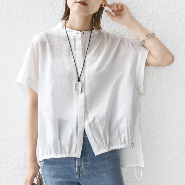 シップス（SHIPS）/〈手洗い可能〉サッカー 裾 ドロスト ドルマン ブラウス 2