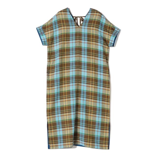 シップス（SHIPS）/SHIPS Primary Navy Label:〈手洗い可能〉カラー マドラス サック ワンピース