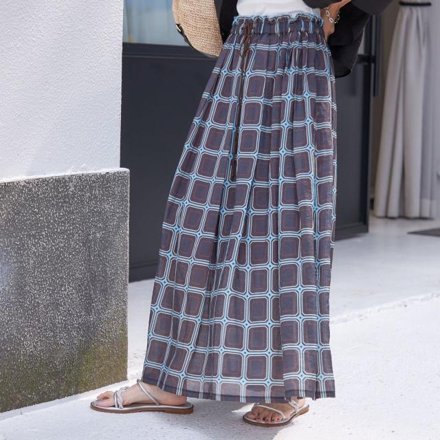 シップス（SHIPS）/【SHIPS別注】UHURU:〈手洗い可能〉シアープリント ギャザー スカート