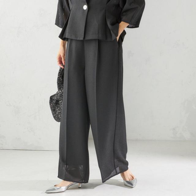 シップス（SHIPS）/troisiemeCHACO:〈洗濯機可能〉メッシュ ワイド パンツ（セレモニー対応可）