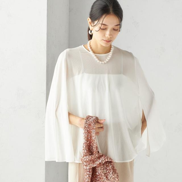 シップス（SHIPS）/troisiemeCHACO:〈洗濯機可能〉シアー ケープ ブラウス