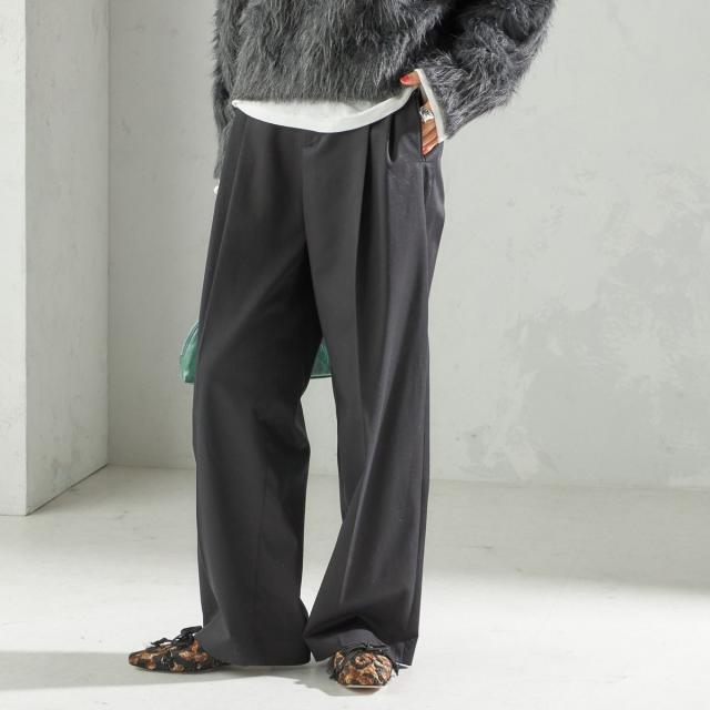 シップス（SHIPS）/〈洗濯機可能〉ハイカウント ツイル 2タック ワイド パンツ