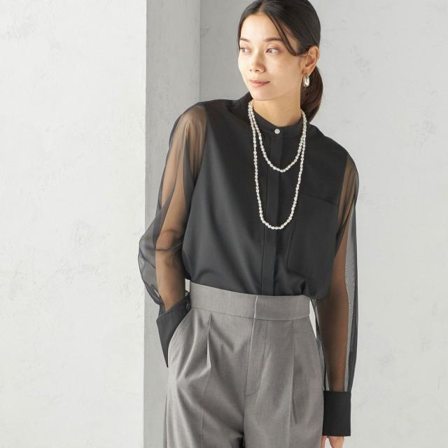 シップス（SHIPS）/〈手洗い可能〉シアー 袖 ポケット デザイン シャツ