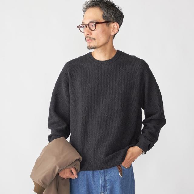 シップス（SHIPS）/SHIPS:〈手洗い可能〉TEXBRID(R) コットン ウール ピケ クルーネック ニット